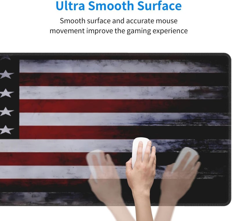 Brecoy Gaming Mouse Pad American Flag Mouse Mat Non-Slip Rubber Carpet Pad for Computer Keyboard & Gaming Accessories 31.5×11.8 Inches - Image 3